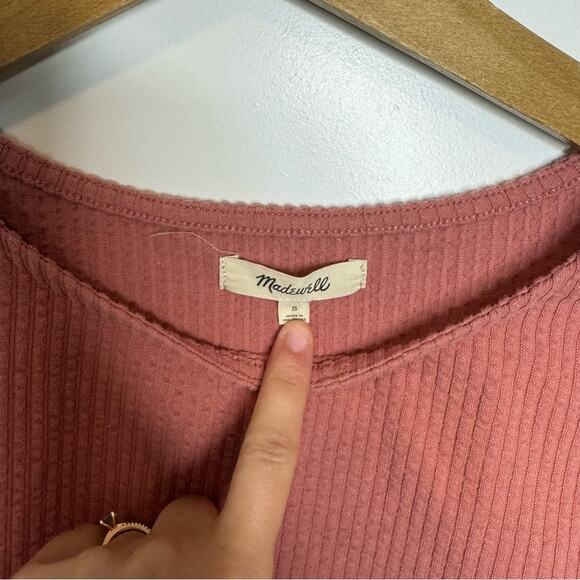 Madewell Seersucker Button Shoulder Top in Vintage Quartz Size Small - Picture 6 of 7